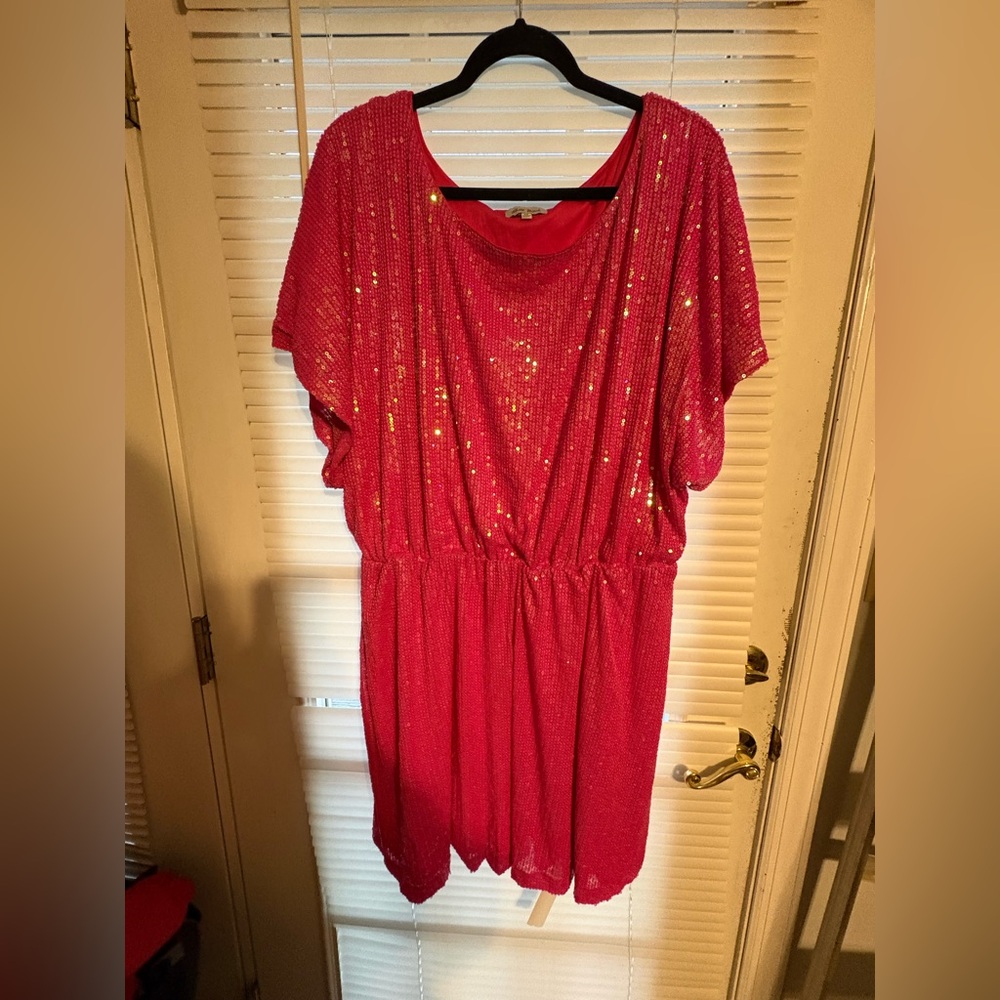 White Birch Glittering PINK Sequin Mini Dress
